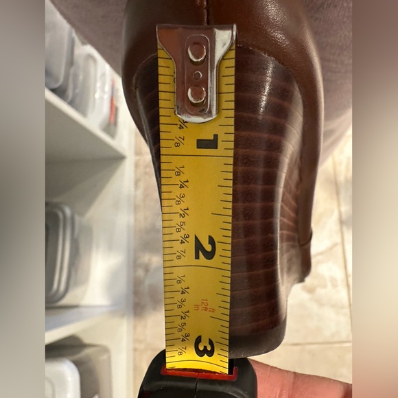 Nine West Tan Tall Leather UpperTextile Lining  Wedge Wide Calf Boots  Sz 7.5 - Picture 13 of 13